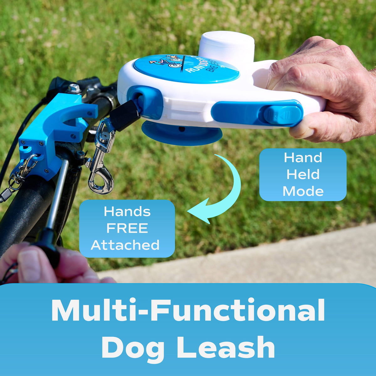 Close-up of a dog bike leash mounting system on a bicycle