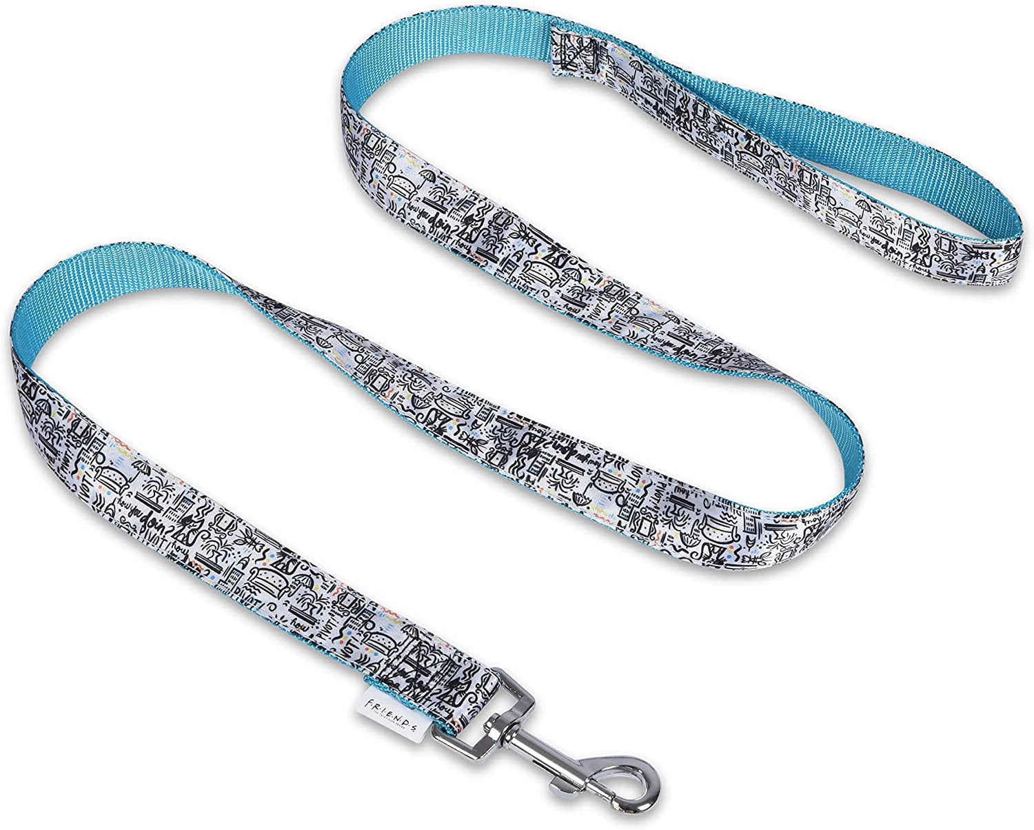 Friends TV Show City Doodle Dog Leash, 4 Ft (48 Inches) | Cute Blue Dog Leash Easily Attaches to Any Collar or Harness