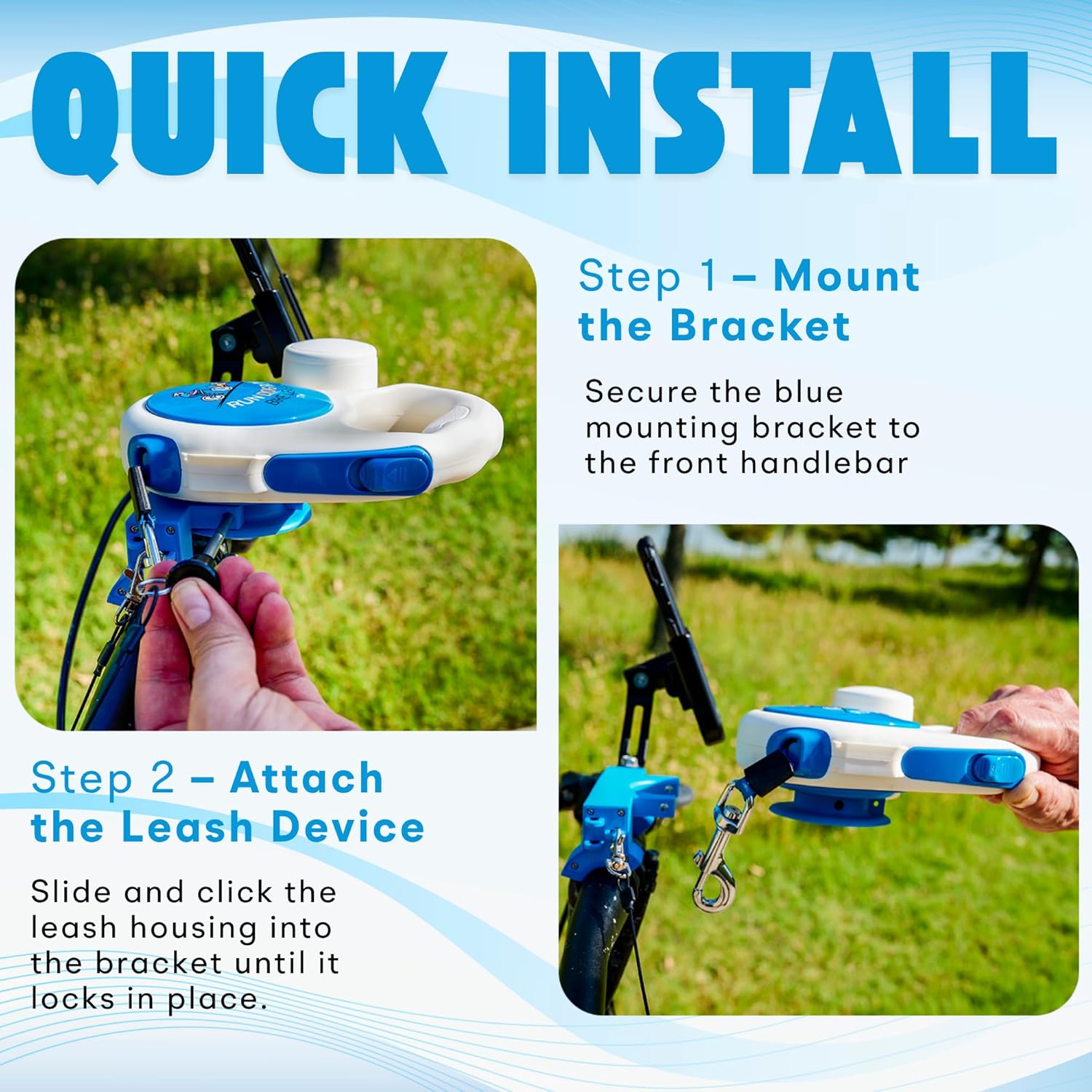 Handlebar Dog Bike Leash, 16 Ft Retractable Dog Leash for Cycling or Walking, Quick Attach, with Flashlight Slot and Poop Bag Holder, Bike Attachment for Dogs, Hands Free Leashes Running Accesories.